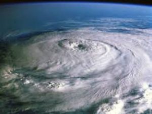 Hurricane shown from orbit in the Mississippi gulf coast; Southern Pest Control
