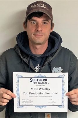 Matt Achievement Award on the Mississippi gulf coast; Southern Pest Control