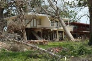 Hurricane damaged home in the Mississippi gulf coast; Southern Pest Control